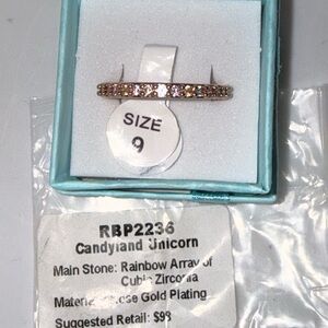 Candyland Unicorn Gold Plated Ring with Rainbow Zirconia
